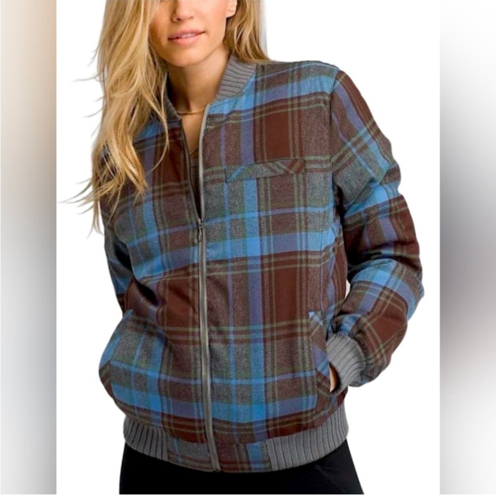Prana Plaid Showdown Bomber Jacket Warm Coat